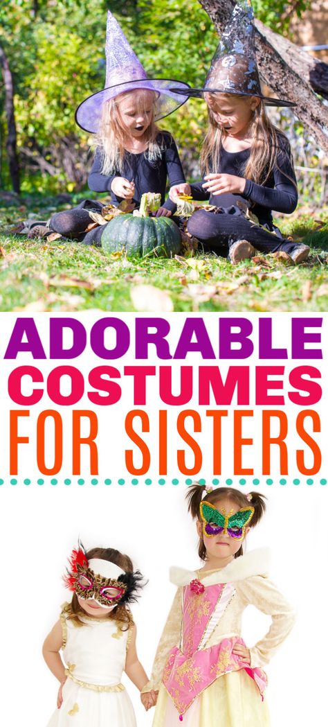 Big And Little Sister Halloween Costumes, Diy Sister Halloween Costumes, Halloween Costume For Sisters, Little Sister Halloween Costumes, Halloween Sister Costumes, Sister Costume Ideas Kids, Halloween Costume Sisters, Sister Costume Ideas Women, Toddler Sister Halloween Costumes