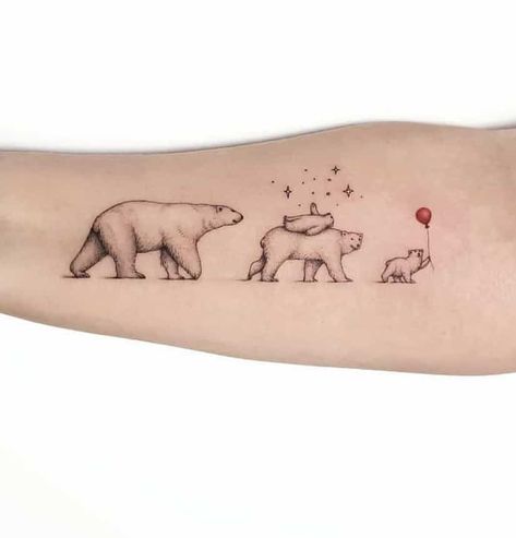 Realistic Grizzly Bear Tattoos, 4 Bears Tattoo, Mumma Bear Tattoo, Three Bears Tattoo, Family Animal Tattoos, 3 Bears Tattoo, Bear Cover Up Tattoo, Two Bears Tattoo, Polar Bear Tattoo For Women