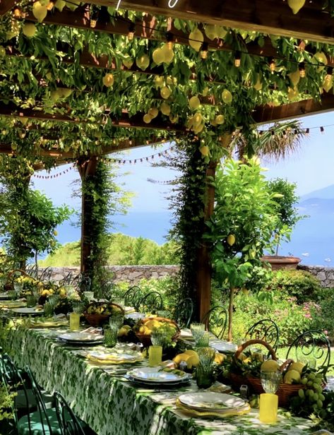 Lunch under a lemon pergola in Capri Capri Italia, Floral Chintz, Greenwich Connecticut, Capri Italy, Visit Italy, Italian Summer, Sorrento, Amalfi Coast, Amalfi