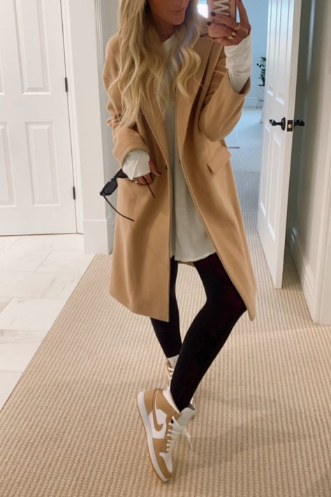 Jordan Woman Shoes, Outfit With Nike Jordan Woman, Cute Outfit With Jordans, Tan Nike Shoes Outfit, Nike Jordan Mid Outfit, How To Style Tan Sneakers, Air Jordan 1 Outfit Women Fall, Beige Nike Shoes Outfit, Tan Gum Jordans Outfit