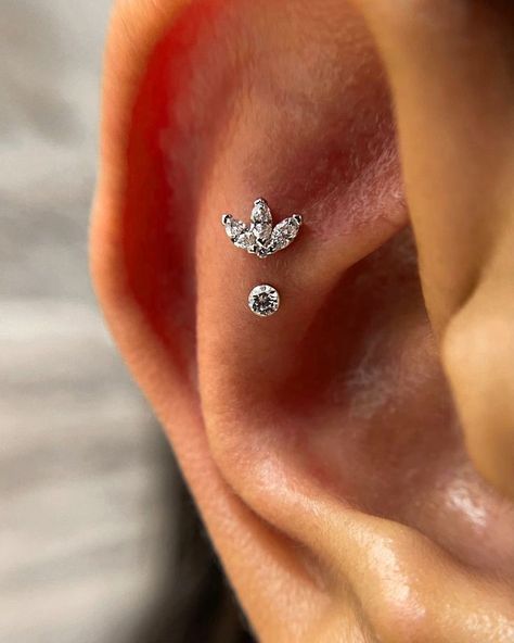 Contraconch Piercings, Contra Conch Piercing, Contra Conch, Conch Ear Piercing, Outer Conch Piercing, Outer Conch, Conch Piercing Stud, Ear Stacks, Ear Curation