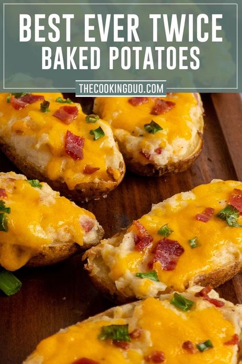 Twice-baked potatoes on a wood cutting board garnished with bacon and green onions. Loaded Potatoes, Classic Mashed Potatoes, Protein Meal Plan, Stuffed Potatoes, Fluffy Mashed Potatoes, Baked Potato Recipes, Protein Meal, Loaded Potato, Twice Baked