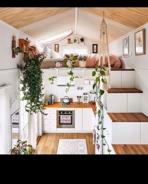 Tiny Homes| Tiny Houses | Tiny Interior on Instagram: “Check out this stunning interior🤩 ⚫️ ⚫️ #tinyhouse #tinyhome #tinyhousesdroomparken #tinyhouseinterior #tinyhouseliving #tinyhousenation…” Timbercraft Tiny Homes, Tiny House Company, Tiny Home On Wheels, Tiny House Trailer, Home On Wheels, Minimal Living, Tiny House Listings, Modern Tiny House, Tiny House Movement