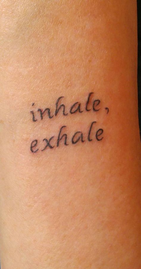 Life Is Short Tattoo Symbol, Emotional Tatoos Ideas, Tattoos For Aniexty For Women, Calm Tattoo Ideas, Exhale Tattoo, Anexity Tattoo, Inhale Exhale Tattoo, Rose Tattoo Hand, Lil Tattoos