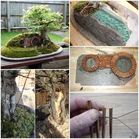 Hobbit Houses Diy, Casa Do Hobbit, Hobbit Garden, Casa Hobbit, Concrete Paving, Mini Fairy Garden, Faeries Gardens, Fairy Crafts, Gnome House