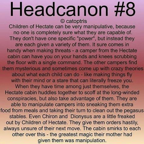 Children of Hecate Headcanon 🔮 Percy Jackson Hecate Cabin, Cabin 20 Headcannons, Hecate Demigod, Child Of Hecate Percy Jackson, Hecate Cabin Headcanon, Children Of Nyx Headcanons, Children Of Hades Headcanons, Child Of Hecate Aesthetic Pjo, Hecate Child Aesthetic