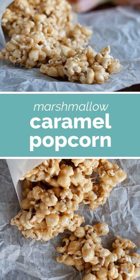 Ooey and gooey, this Marshmallow Caramel Popcorn is coated with a marshmallow and caramel mixture, making it addictive and delicious. Marshmallow Caramel Corn Recipe, Marshmallow Caramel Corn, Marshmallow Carmel Corn, Simple Caramel Popcorn Recipe, Carmel Popcorn Recipe Homemade Caramel Corn, Ginger Bars, Marshmallow Caramel Popcorn, Gooey Marshmallow Caramel Popcorn, Carmel Popcorn Recipe Gooey