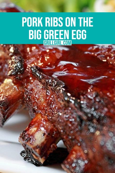 Ribs On The Green Egg, Green Egg Ribs Recipe, Ribs On Green Egg, Green Egg Smoker Recipes, Ribs On Big Green Egg, Big Green Egg Ribs, Competition Ribs, Green Egg Ribs, Kamado Grill Recipes