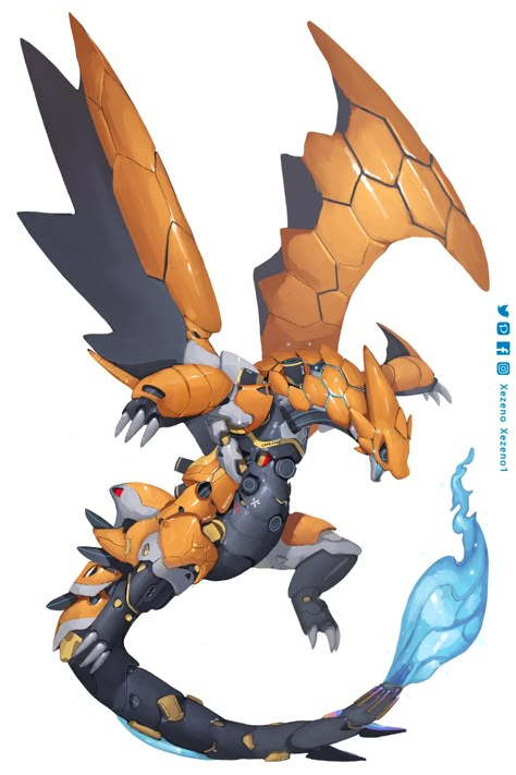 Dragon Mech, Mecha Dragon, Robot Dragon, Robot Animal, Pokemon Fusion Art, Pokemon Dragon, Arte Robot, Robot Concept, 캐릭터 드로잉