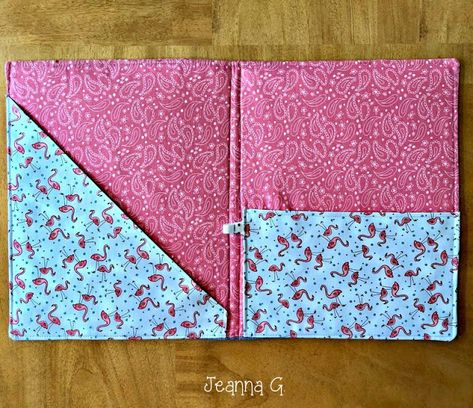 Fabric Folder Cover, Fabric File Folder Diy, Fabric Folder Diy, Diy Padfolio, Fabric Folder, Folder Diy, Folder Cover, Bookbinding Tutorial, Note Pad Covers