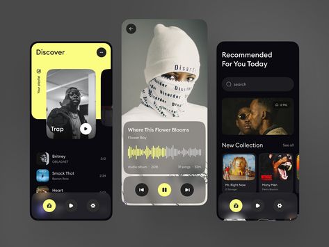 Music App UI by Ronas IT | UI/UX Team on Dribbble Music Streaming App Design, Music Ui Design, Music App Ui Design, Music Ui, Music App Design, Music Streaming App, Music Player App, Web Design Ux Ui, Card Ui