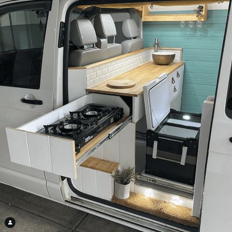 Camper Van Kitchen Storage, Vw T2 Camper Interior Ideas, Van Fit Out, Camper Van Essentials, Transporter Van Conversion, E250 Van Conversion, Vw Van Interior, Van Conversion Sink, T6 Conversion