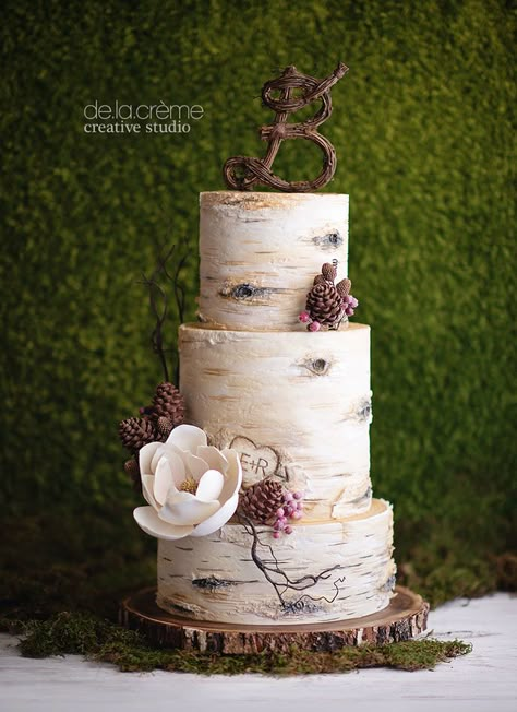 Birch Tree Wedding Cake, Birch Wedding Cakes, Birch Tree Cakes, Tree Wedding Cake, Wedding Cake Tutorial, Wedding Cake Tree, Birch Tree Wedding, Birch Wedding, Buttercream Wedding Cake