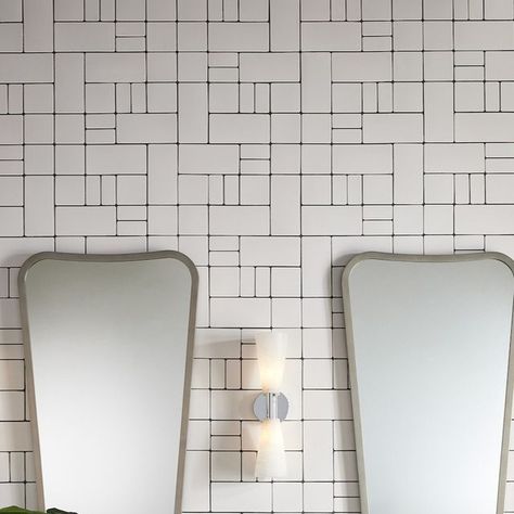 Kohler Lighting, Anne Sacks Tile Bathroom, Anne Sacks Tile, Annie Selke Crosshatch Tile, Ann Sacks Tile Backsplash, Ann Sacks Mosaic Tile, Ann Sacks Savoy Tile, Ribbed Tile, White Shower Tile