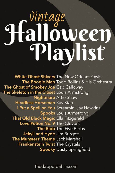 Vintage Halloween Playlist, Halloween Party Playlist, 1930s Halloween, Halloween Playlist, Vintage Halloween Party, Party Playlist, Halloween Songs, Halloween Music, Fall Mood Board