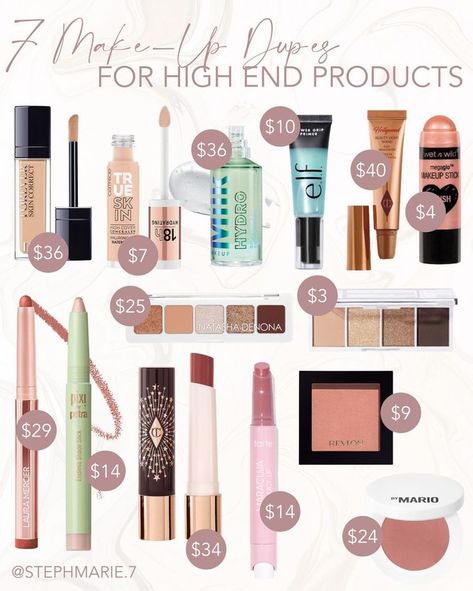 7 Makeup Dupes for High-End Products - beauty favorites, spring makeup, spring looks, makeup finds, makeup must-haves, my favorite makeup, makeup essentials #LTKbeauty #budgetbeauty #luxurymakeup #primer #lipstick #eyeshadow #blush @tartecosmetics @elfcosmetics @charlottetilbury @revlon Revlon Powder, Revlon Blush, Makeup Finds, Lipstick Eyeshadow, Makeup For Moms, Budget Beauty, Beauty Finds, Favorite Makeup, High End Products