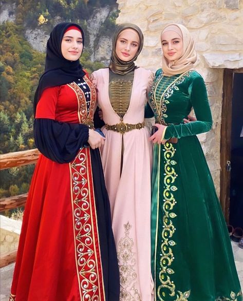 Chechen, Caucasus Elegant Feminine Seductive Style, Caucasian Culture, Georgian Dress, Gigi Hadid Looks, Fairytale Fashion, Muslim Women Fashion, Fantasy Dress, Stylish Dress Designs, Folk Costume