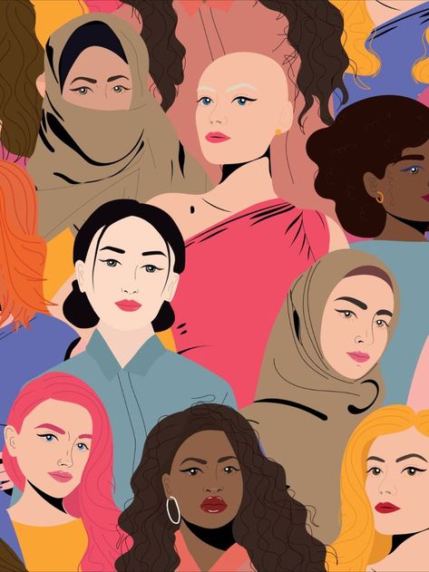 Womens History Month Women's Month Illustration, Womens History Month Wallpaper, Women’s History Month, Woman History Month, Valentine Paintings, Billboard Ideas, Women Of History, Diversity Art, Feminism Poster