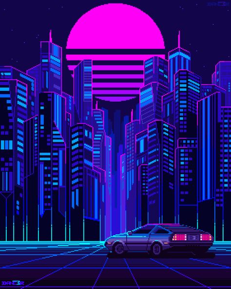 Neon retro pixel Aesthetic Neon Cyberpunk Aesthetic, Synthwave Art, Cyberpunk Games, Neon Cyberpunk, Arte 8 Bits, New Retro Wave, Cyberpunk Aesthetic, Cyberpunk City, Vaporwave Aesthetic