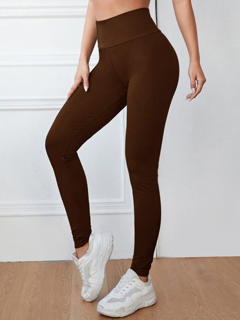 Uni Wardrobe, Brown Leggings Outfit, Chocolate Brown Leggings, Dark Brown Leggings, Monica Puig, Outfits Leggins, Activewear Photoshoot, Cheap Leggings, Brown Leggings