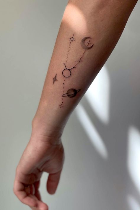 Taurus Glyph Tattoo, Taurus Venus Tattoo, Taurus Goddess Tattoos For Women, Horoscope Tattoos Taurus, Taurus Tattoo For Women Pretty, Taurus Tattoo For Women Zodiac, Astrology Tattoo Taurus, Taurus Astrology Tattoo, Unique Taurus Tattoo Ideas