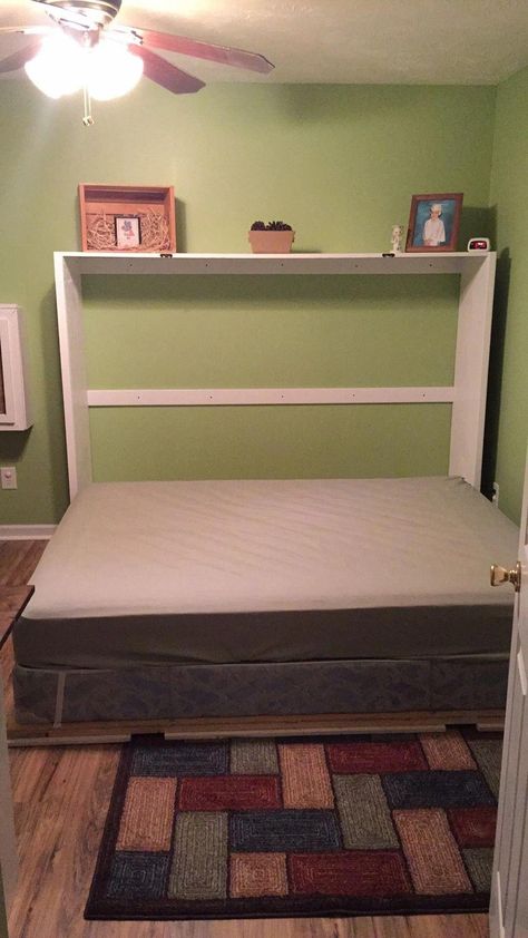 Horizontal Queen Murphy Bed, Diy Murphy Bed Ideas, Mobile Home Bedroom, Diy Murphy Bed, Ikea Apartments, Futon Beds, Horizontal Murphy Bed, Best Murphy Bed, Full Size Murphy Bed