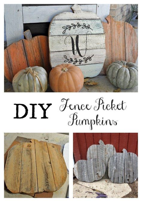 DIY Fence Picket Pumpkins Fence Board Crafts, Picket Projects, Repurposed Fence, Fence Crafts, Picket Fence Crafts, Football Halloween, Old Fence Boards, Fence Picket, Fall Wood Crafts