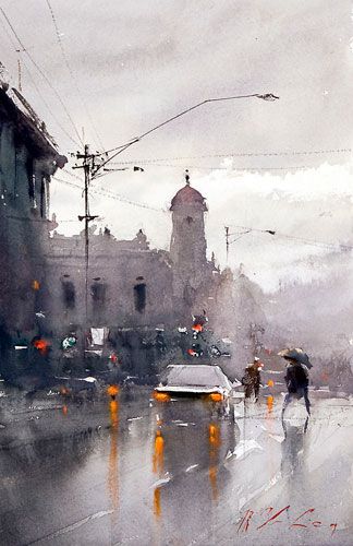 Found on Bing from sterkhovart.blogspot.com Thomas Schaller, Joseph Zbukvic, People Walking, 수채화 그림, Watercolor Inspiration, Pics Art, Art Watercolor, Art Plastique, In The Rain