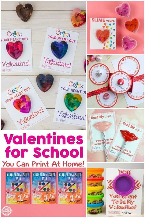 You can print these awesome valentines for school right at home! Valentine's Day is quickly approaching, and that means it's time to gather some cute valen Elementary Activities, Valentines Day Valentines For School, Elementary Valentines, Valentine School, Free Printable Valentines Cards, Bubble Valentines, School Valentine Cards, Crayon Valentines, Pinterest Valentines, Diy Valentines Day Gifts For Him