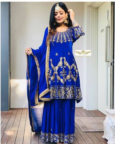 Gurkirat Randhawa, Plazzo Dress, Plazo Suits, Plazzo Suits, Couples Pics, Punjabi Suits Designer Boutique, Blue Colour Dress, Stylish Kurtis Design, Trendy Suits