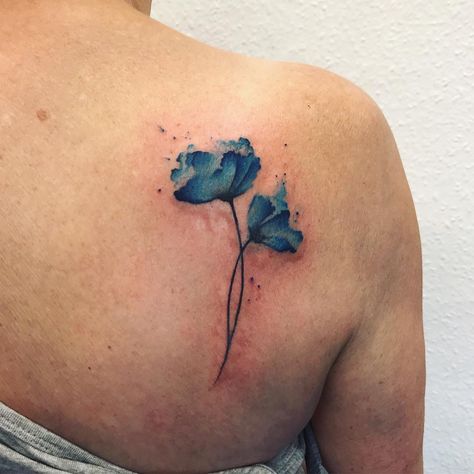 Himalayan Blue Poppy Tattoo, Blue Poppy Tattoo, Poppy Tattoo, Poppies Tattoo, Blue Poppy, Nature Tattoos, Color Tattoo, Himalayan, Watercolor Tattoo