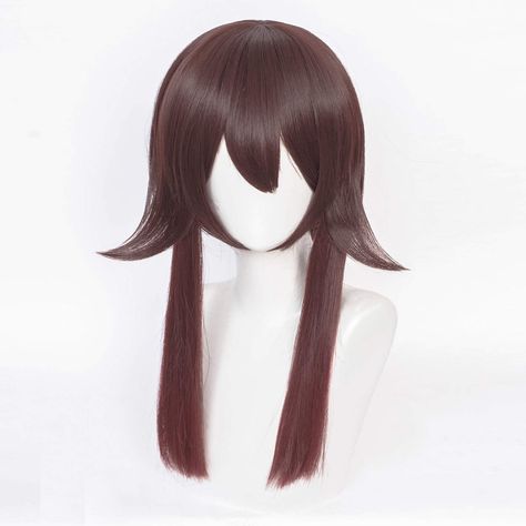 Wig With Ponytail, Hu Tao Cosplay, Girls Halloween Party, Brown Ponytail, Synthetic Curly Hair, Bangs For Women, Curly Hair Wig, Hu Tao, Red Wigs