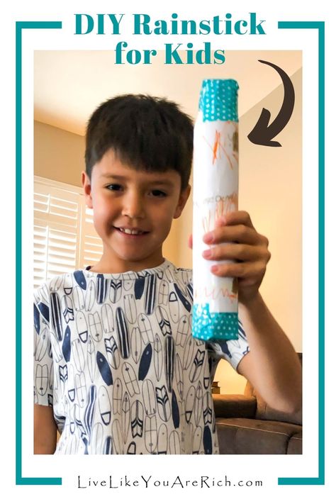 This DIY Rainstick for Kids craft was fun, inexpensive, and quick to make.  My two older kids each made a rainstick and then together we made one that we modified for the baby using a puff container. This was a very fun craft to make together. Rainsticks For Kids, Diy Rainstick For Kids, Rainstick Craft For Kids, Diy Rainstick, Rain Stick Craft, Rain Stick Crafts, Rain Crafts, Rain Sticks, Craft To Make