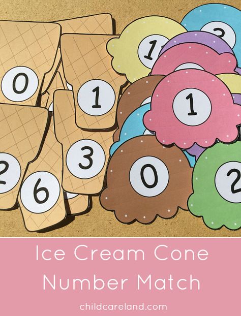 Ice cream cone number match for number recognition and review.  The children loved these!! Math Diy Ideas, Number Recognition Activities Toddlers, Number Matching Worksheets For Preschool, Numbers Activity For Toddlers, Matching Numbers Preschool, Learning Numbers 1-20 Activities, Toddler Number Activities, Number Matching Printable Free, Number Matching Preschool