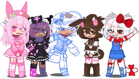 My Melody, Kuromi, Cinnomoroll, Mocha, Hello Kitty (human versions ig-) My Melody And Kuromi Gacha Club, My Melody Pfp Human, Hello Kitty And Friends Icons, My Melody Sketch, My Melody And Kuromi Human, Human Kuromi, Kuromi Human Version, Sanrio Human Version, Kuromi X My Melody