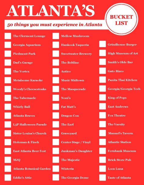 The Atlanta Top 100 Bucket List - Pretty Southern Atlanta Bucket List, Georgia Bucket List, Music Midtown, Atlanta Travel, Visit Atlanta, Georgia Aquarium, Georgia Travel, Georgia On My Mind, Kenny Chesney