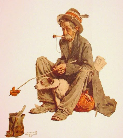 Bridge and Beyond: Hobo and Homeless Norman Rockwell Prints, Genre Painting, Hobo Art, Norman Rockwell Art, Rockwell Paintings, Norman Rockwell Paintings, Norman Rockwell, Arte Fantasy, Caricatures