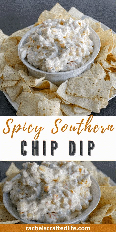 Spicy Southern Chip Dip - Rachel's Crafted Life Best Chip Dip, Chip Dip Recipes, Best Dip Recipes, Corn Dip Recipes, Spicy Dip, Chips And Dip, Delicious Dips Recipes, Best Chips, Dip Recipes Easy