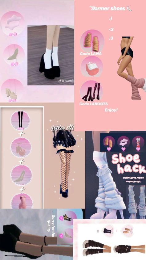 Dti shoe hacks No Legs Dti Hack, Shoes Dress To Impress, Dti Shoes Non Vip Hack, Dress To Impress Shoes Hack, Free Dti Outfit Hacks, Dti Hacks Clothes, Dress To Impress Outfit Hacks, Dti Outfit Hacks, Layering Hacks