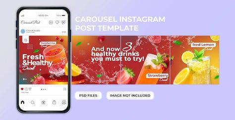 Food Carousel Post, Instagram Carousel Design Ideas, Carousel Post Template, Carousel Ideas, Fitness Breakfast, Sales Deck, Posting Ideas, Carousel Post, Strawberry Drinks