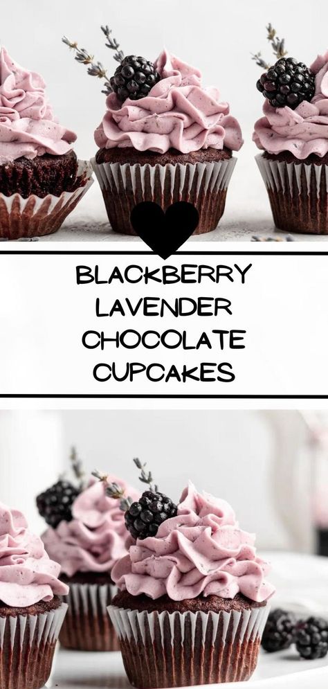 Essen, Recipes With Lavender Extract, Chocolate Blackberry Cupcakes, Lavender Blackberry Cake, Gluten Free Lavender Recipes, Housewarming Desserts, Easy Floral Cupcakes, Baking Nook, Lavender Baking