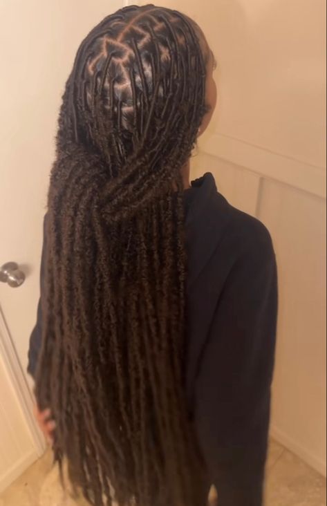 36 Inch Soft Locs Styles, Long Butterfly Locs With Color 30, Large Part Faux Locs Black Women, Styles For Fox Locs, Middle Part Faux Locs, Medium Knotless Soft Locs, Loc Ideas Black Women, 24in Soft Locs Hairstyles, Braided Hairstyles For Cruise