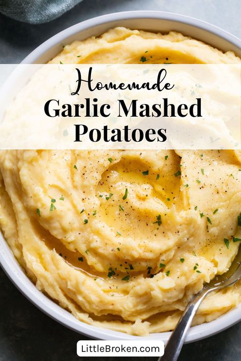 These Homemade Garlic Mashed Potatoes come together with simple ingredients in about 30 minutes. Rich and creamy, it’s the perfect side dish for everything from holiday parties to weeknight dinners! Homemade Garlic Mashed Potatoes, Boursin Cheese Recipe, Recipe For Mashed Potatoes, Best Garlic Mashed Potatoes, Best Mashed Potatoes Ever, Mashed Potatoes From Scratch, Boursin Cheese Recipes, The Best Mashed Potatoes, Creamy Garlic Mashed Potatoes