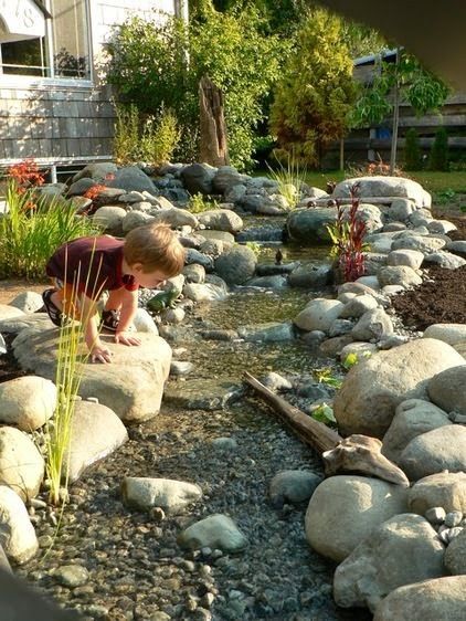 Waterscape Design, Backyard Stream, Dry Creek Bed, Dry River, Backyard Water Feature, Creek Bed, Children's Garden, Water Table, Kids Water