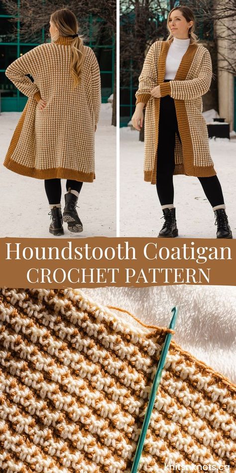 Coatigan Crochet Pattern, Free Crochet Pattern Clothing, Crocheted Long Cardigan, Crochet Trench Coat Pattern, Crochet Cardigan Oversized Pattern, Crochet House Coat, Crochet Wool Cardigan, Long Crochet Cardigan Pattern, Crochet Jackets For Women