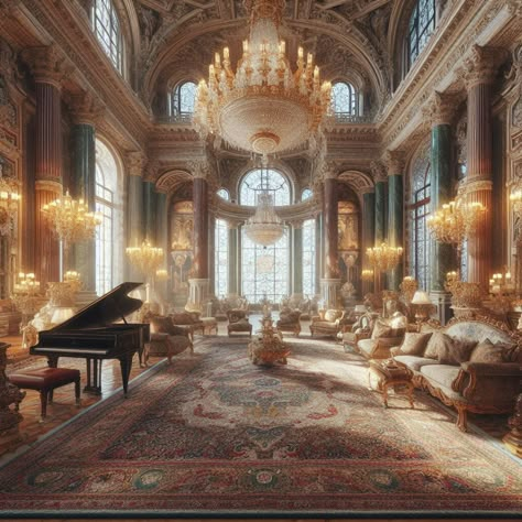 Palaces Interior, Fantasy Castle Interior, Royal Interior Design, Royal Castles Interior, Castle Living Room, Castle Ballroom, Interior Concept Art, Mansion Aesthetic, Real Castles