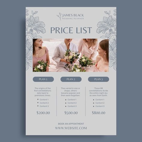 Price List Template Design, Reception Couple, Photography Price List Template, Event Planers, Photography Price List, Pricing Guide Photography, Poster Idea, Price List Template, Pricing Guide