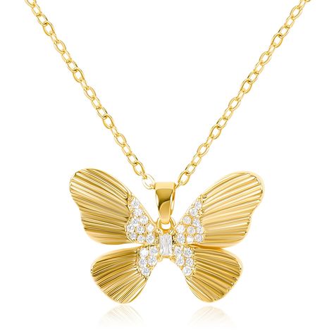 PRICES MAY VARY. 🦋GOLD BUTTERFLY PENDANT NECKLACE🦋The gold butterfly pendant necklace showcases exquisite design and elegant craftsmanship. The butterfly pendant appears lifelike, as if ready to take flight. The wings feature delicate striped textures, and the body is adorned with a sparkling zircon, adding a touch of brilliance. The pendant hangs from a simple cable chain, creating an overall design that is both minimalist and sophisticated, embodying the grace of nature and a hint of luxury. Insect Fairy, Europe Market, Charm Choker Necklace, Butterfly Pendant Necklace, Butterfly Jewelry, Gold Butterfly, Butterfly Charm, Butterfly Necklace, Butterfly Pendant