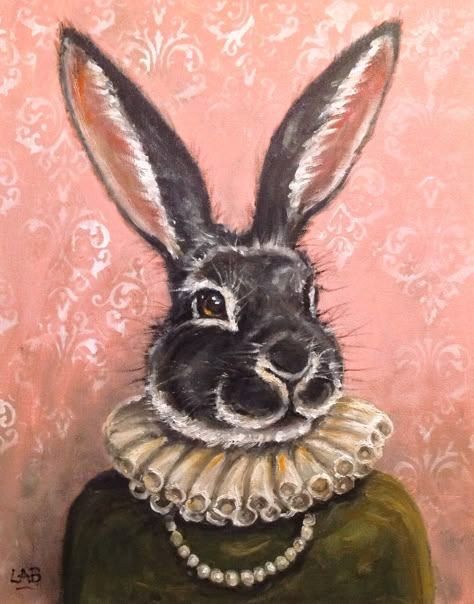 Black Rabbit Painting, Bunny Rabbit Art Paintings, Rabbit Canvas Painting, Rabbit Portrait Paintings, Rabbit Surrealism, Louise Brown, Brown Painting, Image Chat, Brown Art