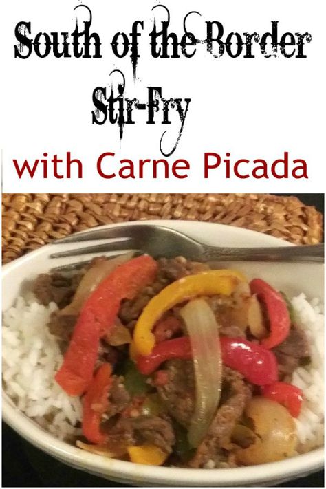 Easy and delicious! Make a batch of perfectly seasoned beef, then use part for this quick 20 minute South of the Border Stir-Fry. #freezerfriendly  #beefstirfry #carnepicada haphazardhomemaker.com Picada Recipes, Carne Picada Recipes, Easy Beef Stir Fry, Stir Fry Meat, Beef Entrees, Beef Stir Fry Recipes, Asian Stir Fry, Best Chili Recipe, Beef Pasta